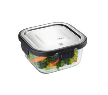 Gefu Milo box quadrato in vetro borosilicato e acciaio inox 500ml