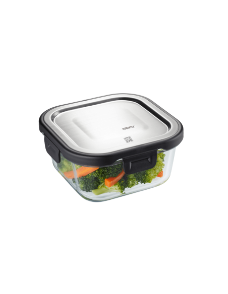 Hielera cuadrada Gefu Milo de vidrio borosilicato y acero inoxidable 500ml