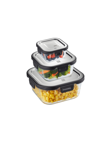 Gefu Milo square cool box in borosilicate glass and stainless steel 800ml