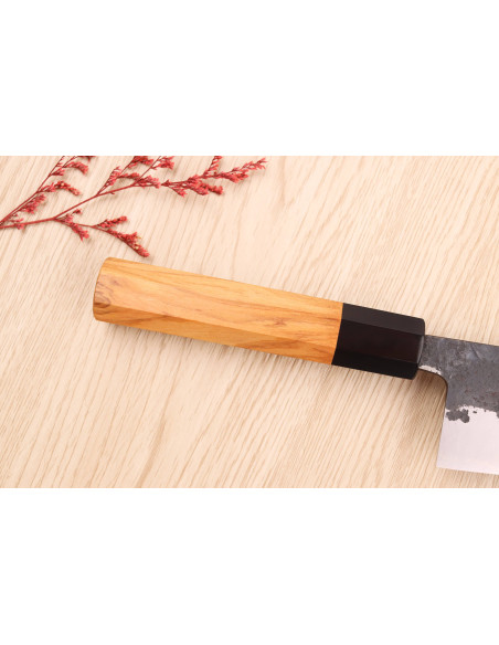 Faca do chef japonesa Yoshimune de 18 cm feita à mão por Kawamura Black WS2