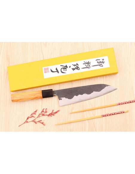 Faca do chef japonesa Yoshimune de 18 cm feita à mão por Kawamura Black WS2