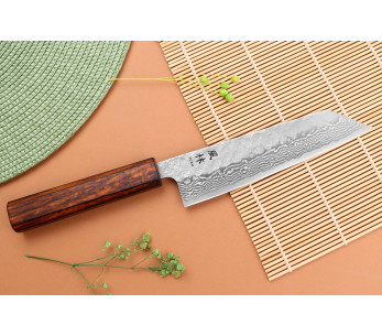Couteau bunka 17,5cm japonais artisanal Yuzo Damas Tsuchime 440C 2