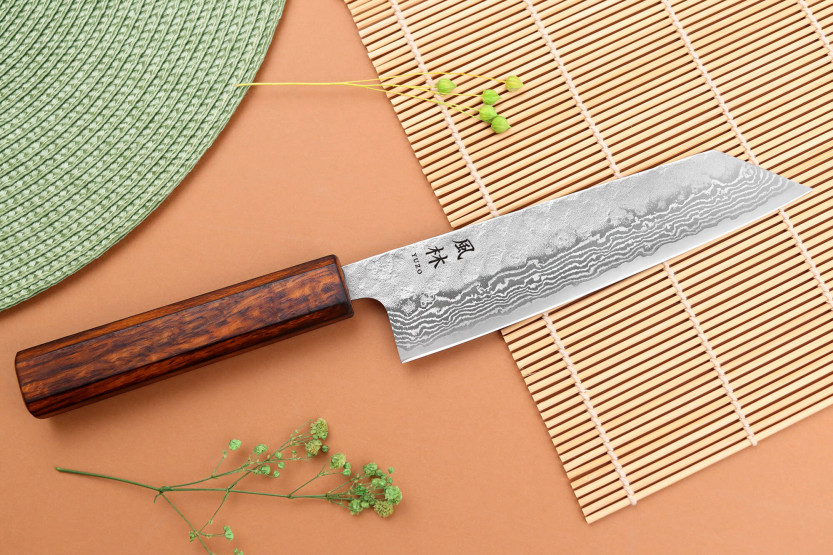 Couteau bunka 17,5cm japonais artisanal Yuzo Damas Tsuchime 440C