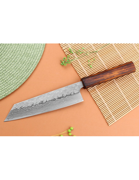 Couteau bunka 17,5cm japonais artisanal Yuzo Damas Tsuchime 440C