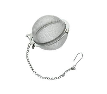 Ergonominen ruostumattomasta teräksestä valmistettu teepallo 45mm halkaisijaltaan seula ketjulla varustettuna