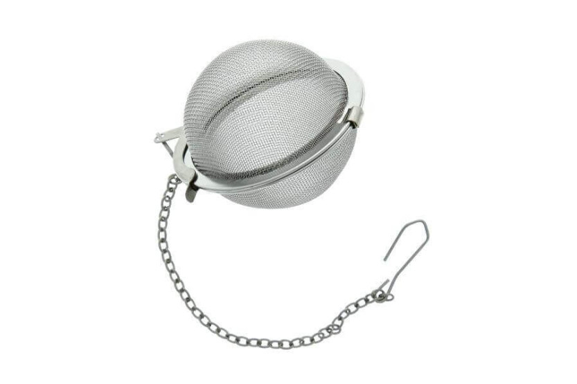 Bola de té ergonómica de acero inoxidable con tamiz de 45 mm de diámetro y cadena