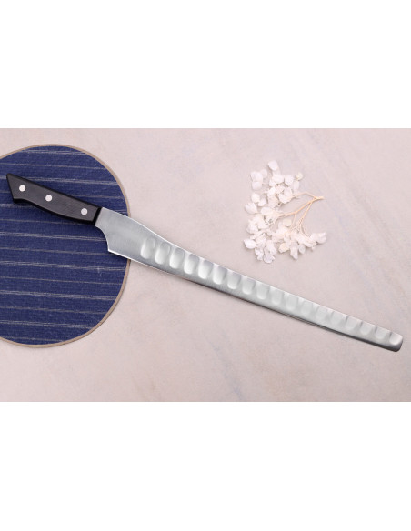 Couteau à saumon alvéolé dos courbé japonais Glestain SO Series 31cm