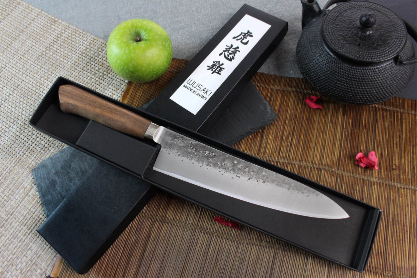 Wusaki Nogami BS2 21cm handgjord japansk kockkniv med valnötshandtag