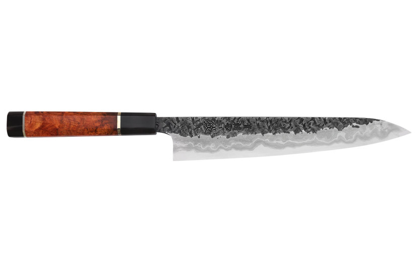 Kisuke Manaka Enn 24cm Japanese sujihiki knife in quince wood with 2 rings