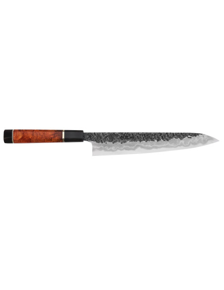 Coltello sujihiki giapponese Kisuke Manaka Enn 24 cm in legno di mela cotogna con 2 anelli