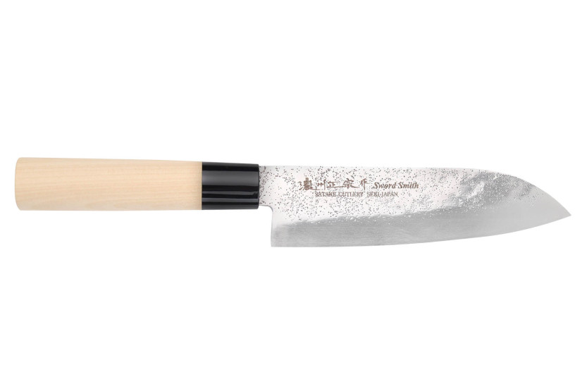 Faca japonesa santoku Satake Nashiji 17cm com cabo de magnólia