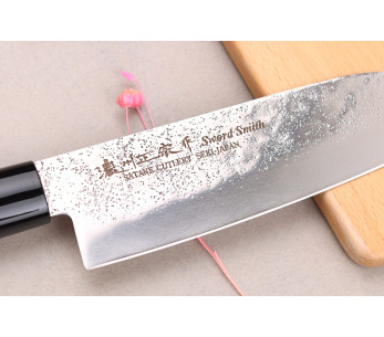Faca japonesa santoku Satake Nashiji 17cm com cabo de magnólia 2
