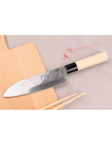 17cm japanisches Santokumesser Satake Nashiji Griff aus Magnolia
