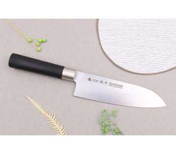 17cm Satake Masamune Saku japansk santokukniv i svart PP 2
