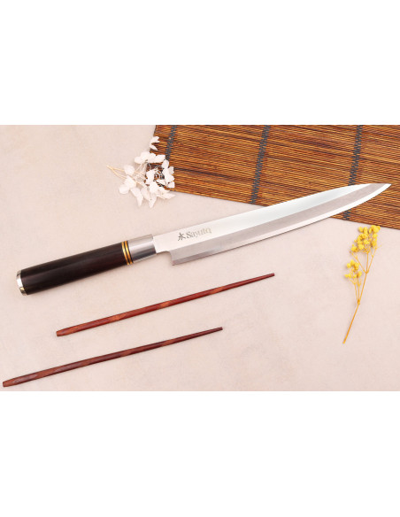 Sayuto 24 cm yanagibakniv Ebony 7Cr ibenholtskaft