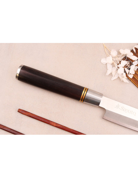 Yanagiba-Messer 24cm Sayuto 7Cr Ebenholz Griff