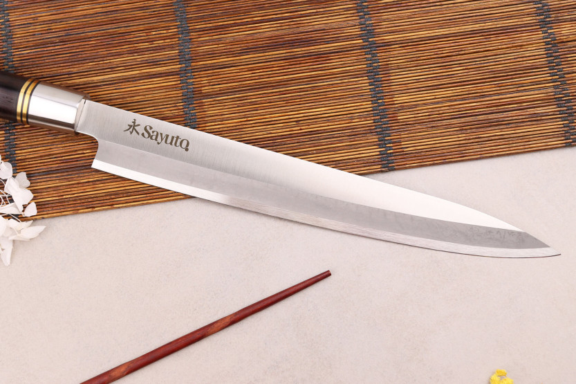Sayuto 24 cm yanagibakniv Ebony 7Cr ibenholtskaft