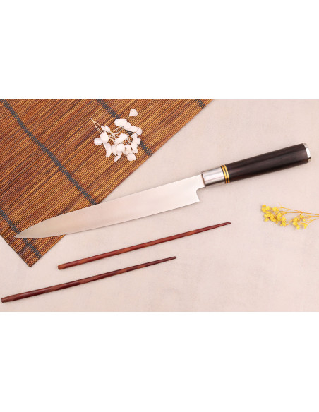 Sayuto 24cm yanagiba mes Ebbenhout 7Cr heft