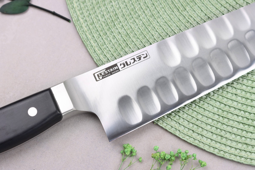 Coltello da chef giapponese Glestain Serie K da 33 cm con design a nido d'ape
