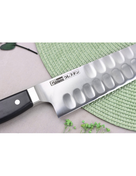 Coltello da chef giapponese Glestain Serie K da 33 cm con design a nido d'ape