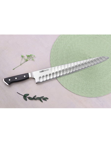 Coltello da chef giapponese Glestain Serie K da 36 cm con design a nido d'ape
