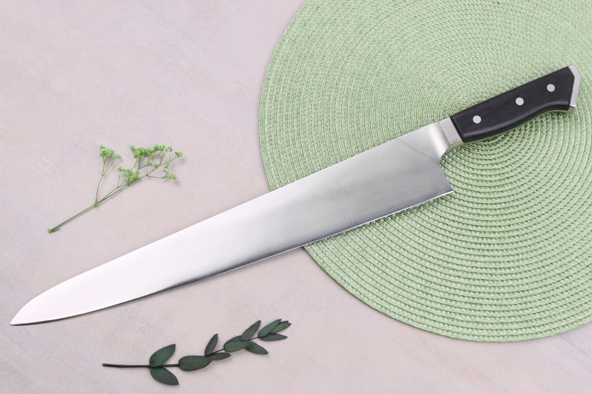 Glestain K Series 36cm Japanese Chef ' s knife with honeycomb design