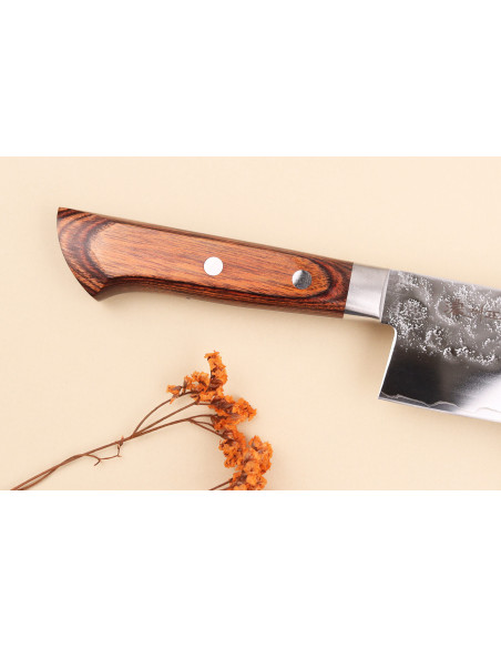 17cm Satake Brown Pakkawood AUS-8 San Maï Nashiji Japanese santoku knife