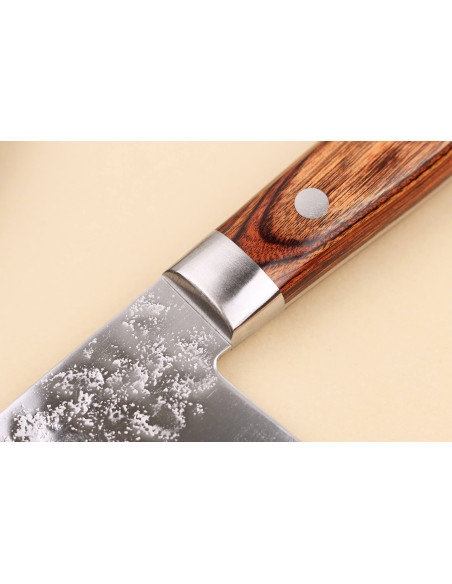 17cm Satake Brown Pakkawood AUS-8 San Maï Nashiji Japanese santoku knife