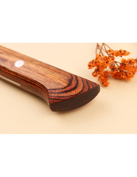 17cm japanisches Santokumesser Satake Brown Pakkawood AUS-8 San Maï Nashiji