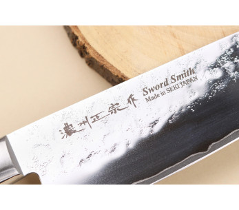Faca japonesa santoku 17cm Satake em Pakkawood castanho AUS-8 San Maï Nashiji 2