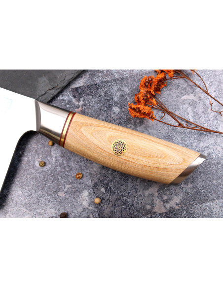 Coltello da cuoco cinese Fukito Pakka San Mai 19 cm