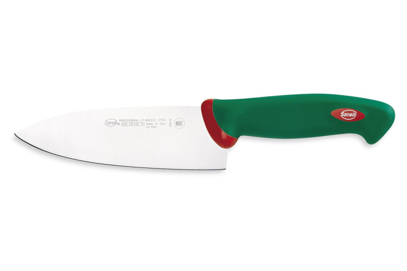 Sett med 4 SANELLI profesjonelle sushi- og fiskekniver, grønne håndtak