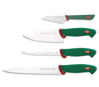 Juego de 4 cuchillos profesionales SANELLI para sushi y pescado con mango verde 2