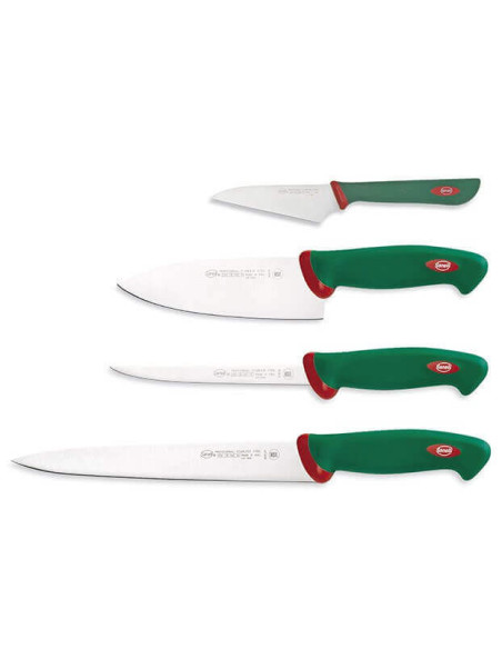 Conjunto de 4 facas profissionais SANELLI para sushi e peixe com cabos verdes