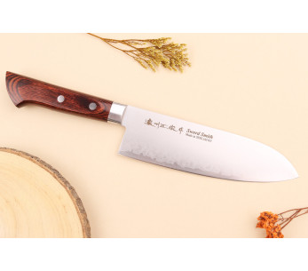 17 cm Satake Brown Pakkawood VG10 San Mai japansk santoku-kniv i brunt pakkawood 2