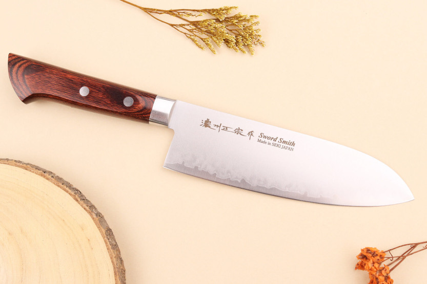 Pakkawood VG10 Satake Castanho 17cm Faca japonesa santoku San Mai