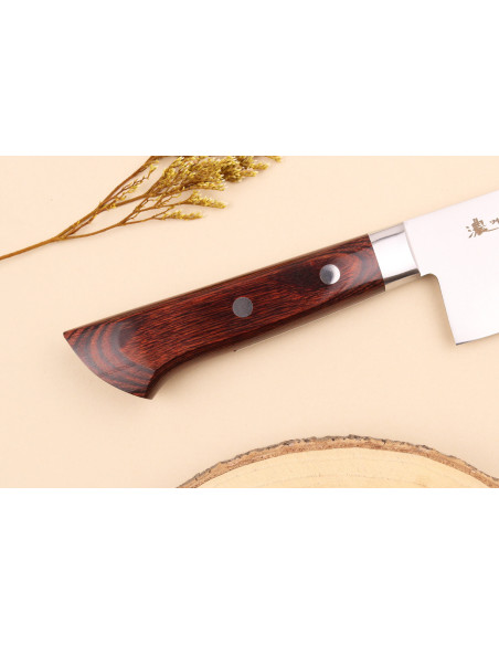 17cm Satake Bruin Pakkawood VG10 San Mai Japans santoku mes