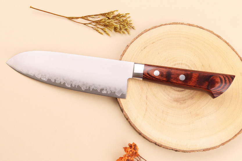 Pakkawood VG10 Satake Marrón 17cm Cuchillo santoku japonés San Mai