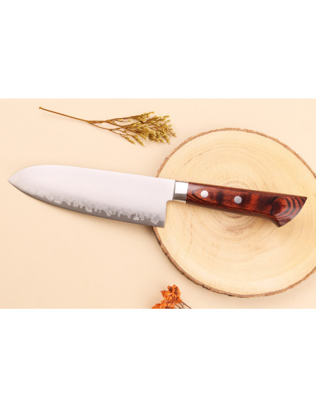 Pakkawood VG10 Satake Marrón 17cm Cuchillo santoku japonés San Mai