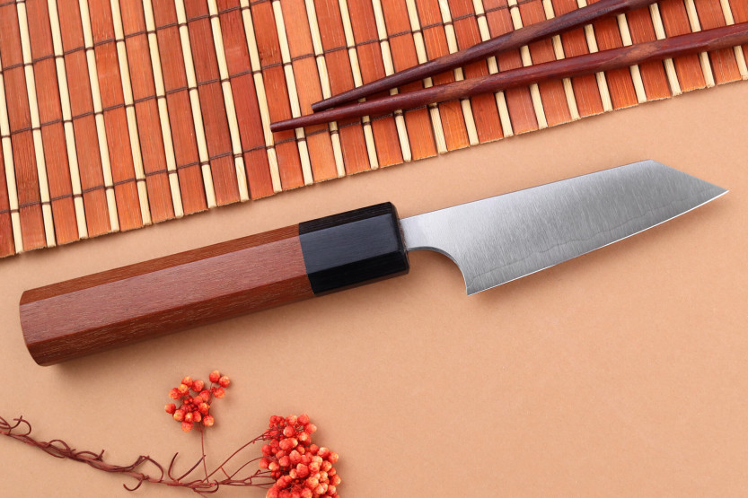 Shibata Koutetsu R2 8cm handgemaakt Japans kiritsuke schilmesje