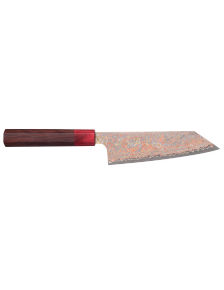 Couteau bunka 16cm Japonees ambachtelijk Takeshi Saji VG10 Regenboog Nashiji