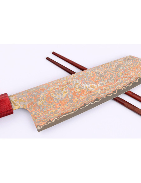 Couteau bunka 16cm Japonese artisanal Takeshi Saji VG10 Rainbow Nashiji