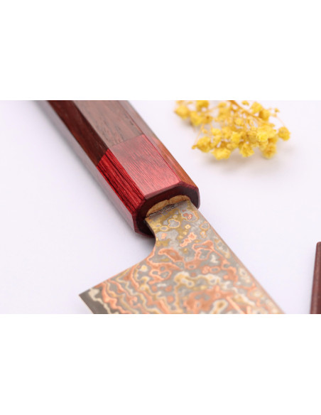 Couteau bunka 16cm Japonese artisanal Takeshi Saji VG10 Rainbow Nashiji
