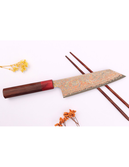 Couteau bunka 16cm Giapponese artigianale Takeshi Saji VG10 Arcobaleno Nashiji