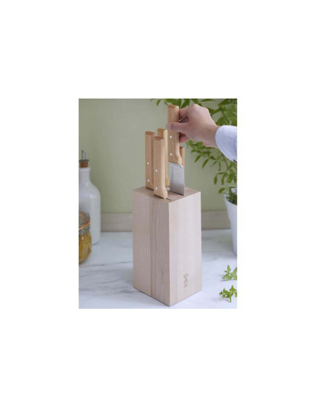 Opinel Parallèle 5-kniv block i bokträ