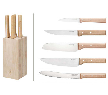 Opinel Parallèle bloque de madera de haya de 5 cuchillos de cocina