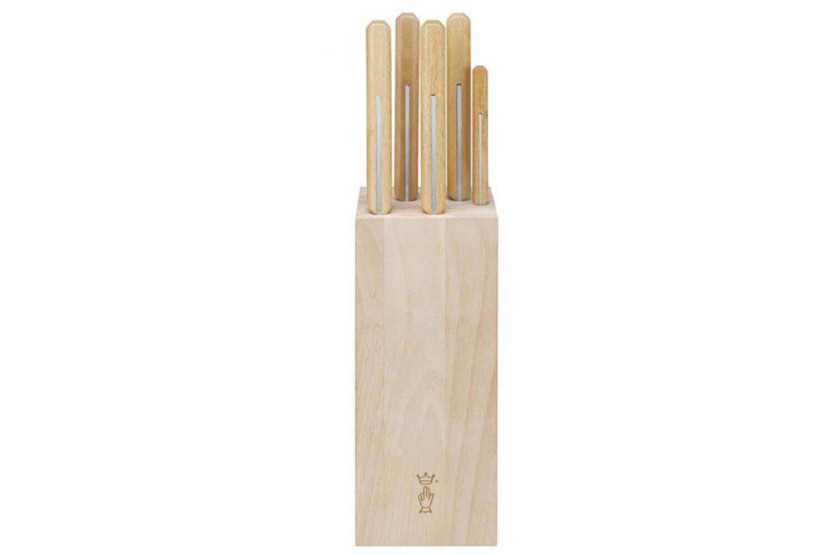 Beechwood block of 5 Opinel Parallèle meat knives
