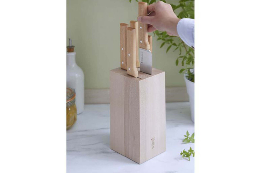 Beechwood block of 5 Opinel Parallèle meat knives