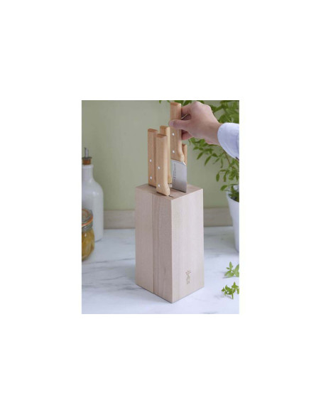 Blocco di 5 coltelli da cucina Opinel Parallèle per carni speciali in legno di faggio
