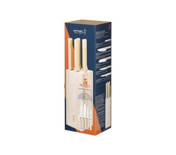 Bloque de madera de haya de 5 cuchillos especiales para carne Opinel Parallèle 2